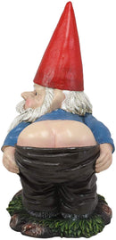 13.5"H Large Naughty Fun Prank Bare Butts Mooning Grumpy Garden Gnome Statue - Ebros Gift