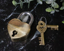Set Of 2 Gold Tone Keepsake Brass Small Heart Love Shaped Padlock With Keys