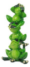 Whimsical Acrobatic See Hear and Speak No Evil Frogs Totem Statue 5.75"Tall