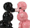 Black And Pink Chien Canne Poodles Salt And Pepper Shakers Ceramic Figurine Set