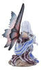 Ebros Silver Haired Winter Fairy Holding Red Rose Figurine Fairy Garden
