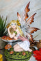 Enchanted Forest Fall Ladybug Mushroom Fairy Sitting by Toadstools Figurine