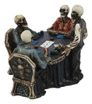 Ebros Skeleton Gamblers For Life Statue 6.25"Long Three Poker Players With A Dealer On A Gambling Den Table Decorative Sculpture
