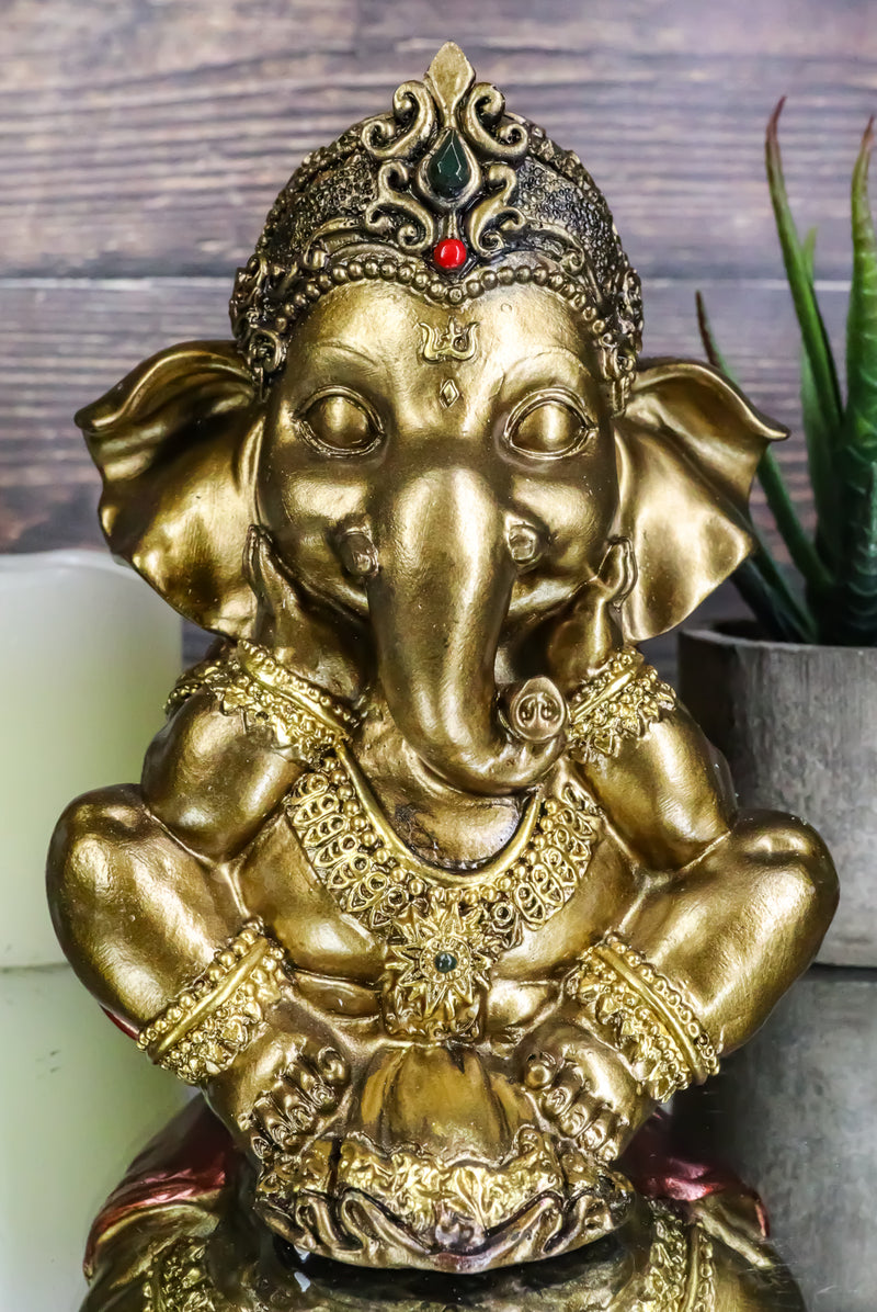 Vastu Hindu Elephant God Baby Ganesha Ganapati With Hands On Cheek Figurine