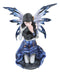 Ebros Blue Celestial Witch Fairy Cradling A Mystical Black Cat Statue 8.25" Tall