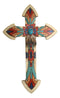 Rustic Southwest Indian Navajo Vector Feathers And Turquoise Rock Wall Cross