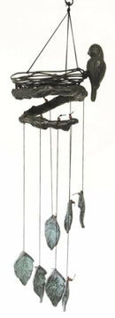 Nesting Mother Bird With Chicks Aluminum Resonant Wind Chime Patio Garden Decor