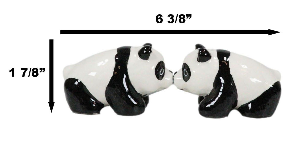 Ceramic Kissing Giant Panda Bears Salt And Pepper Shakers Holder Figurine Set