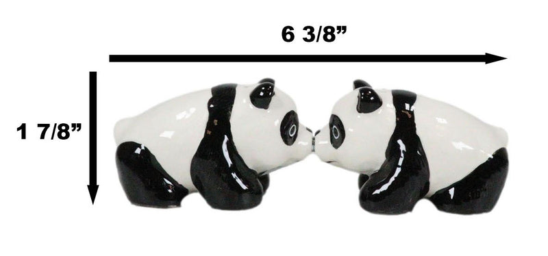 Ceramic Kissing Giant Panda Bears Salt And Pepper Shakers Holder Figurine Set