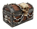 Ebros Chained Skull On Pirate Treasure Chest Jewelry Trinket Box 6" Wide