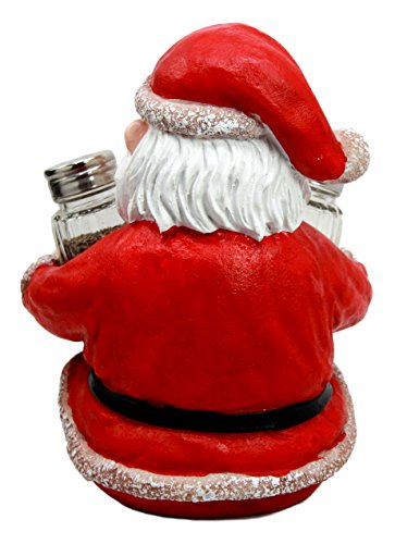 Ebros Christmas Jolly North Pole Santa Claus Glass Salt Pepper Shakers Holder Set - Ebros Gift