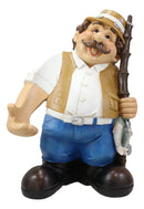 Large Favorite Pastime Fisherman with Fishing Rod and Bass Fishes Wine Holder