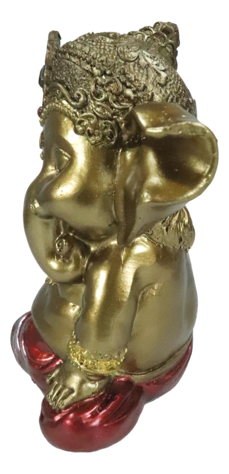 Vastu Hindu Elephant God Baby Ganesha Ganapati Holding Lotus Flower Figurine