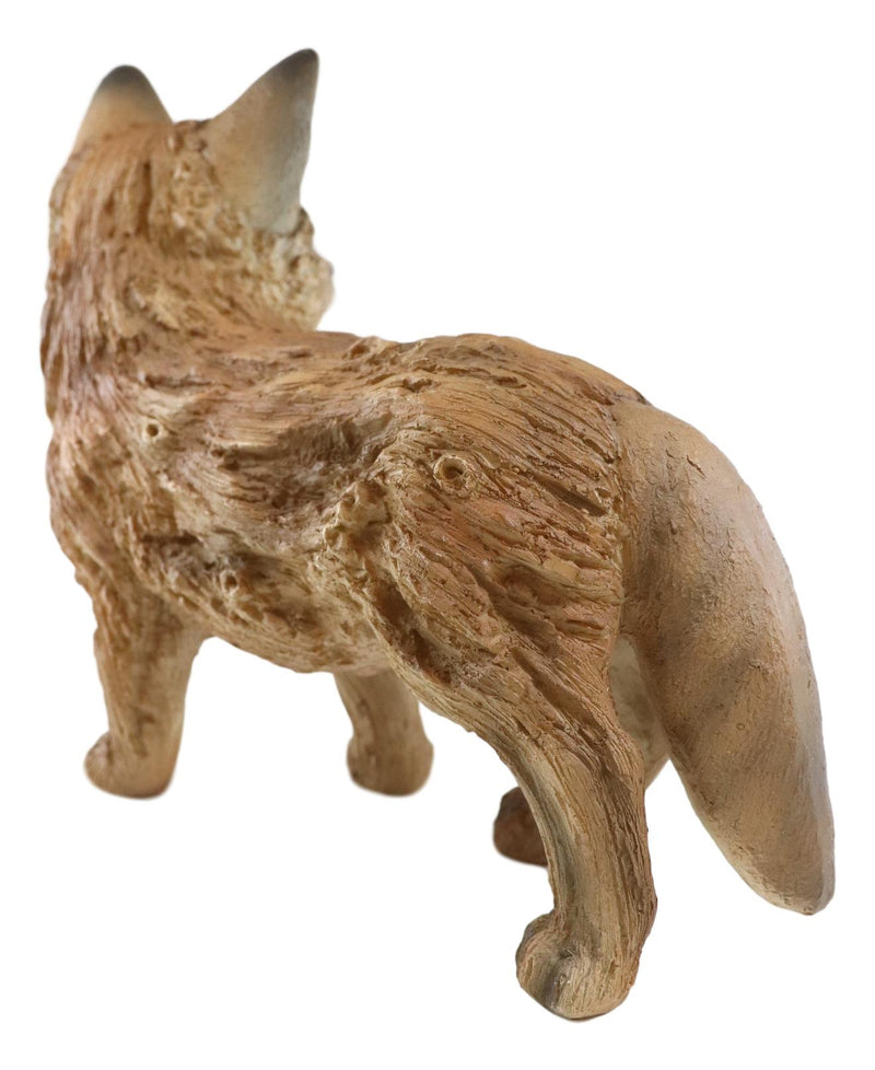 Ebros Realistic Faux Driftwood Finish Snooping Baby Fox Cub Resin Statue 10.5" L