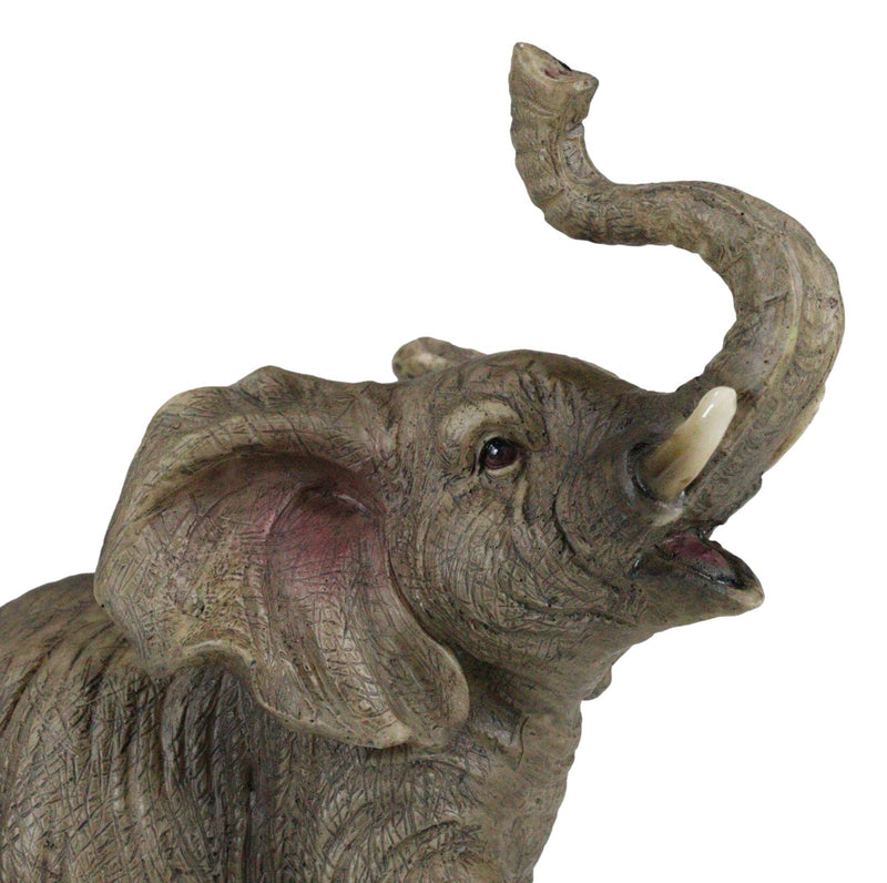 Safari Wildlife Adorable Male Tusked Elephant Trumpeting Collectible Figurine