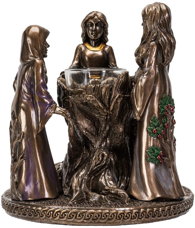 Ebros Triple Goddess Mother Maiden Crone Candle Holder Home Decor Figurine