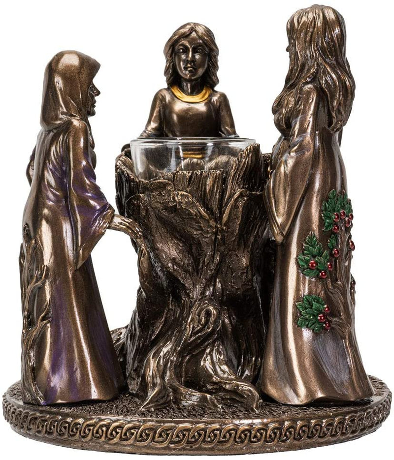 Ebros Triple Goddess Mother Maiden Crone Candle Holder Home Decor Figurine