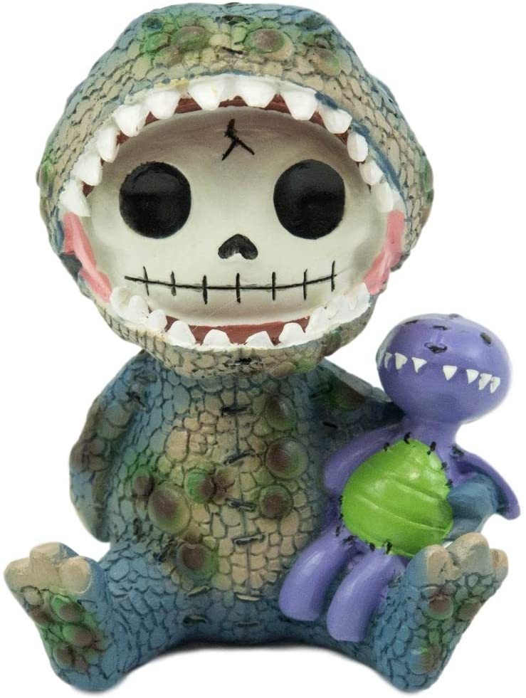 Ebros Larger Furry Bones Rex The Tyrannosaurus and Purple Dinosaur Skeleton 4"H - Ebros Gift