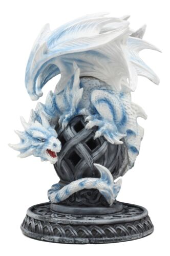 Ebros Celtic Tomb Guardian White Icycle Dragon Backflow Cone Incense Holder