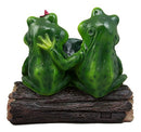 Ebros Gift Rainforest Frog Couple Lovers Holding Welcome Sign Lily Pad Decorative Figurine 9.25" L