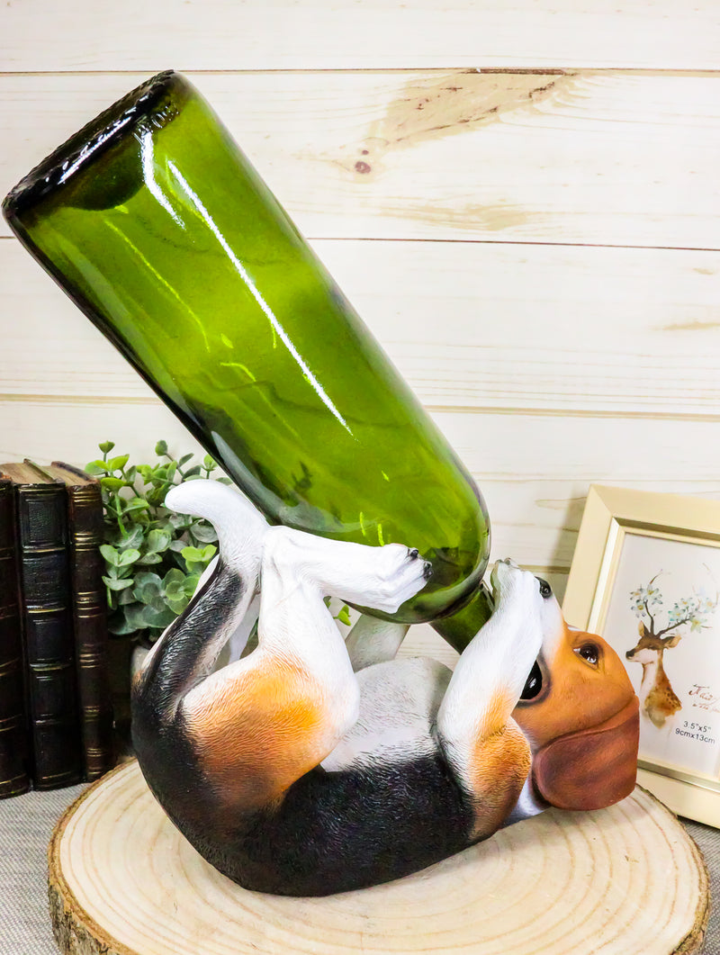 Ebros Realistic Tricolor Beagle Wine Holder Figurine 10" Long Hound Pedigree Dog