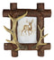 Rustic Buckhorn Deer Antlers On Logs Picture Frame With Easel Back 5"X7" Photo