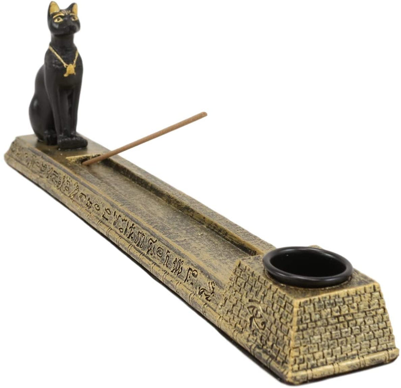 Ebros Egyptian Bastet Cat Deity Incense Stick and Cone Burner Holder 10.5"Long