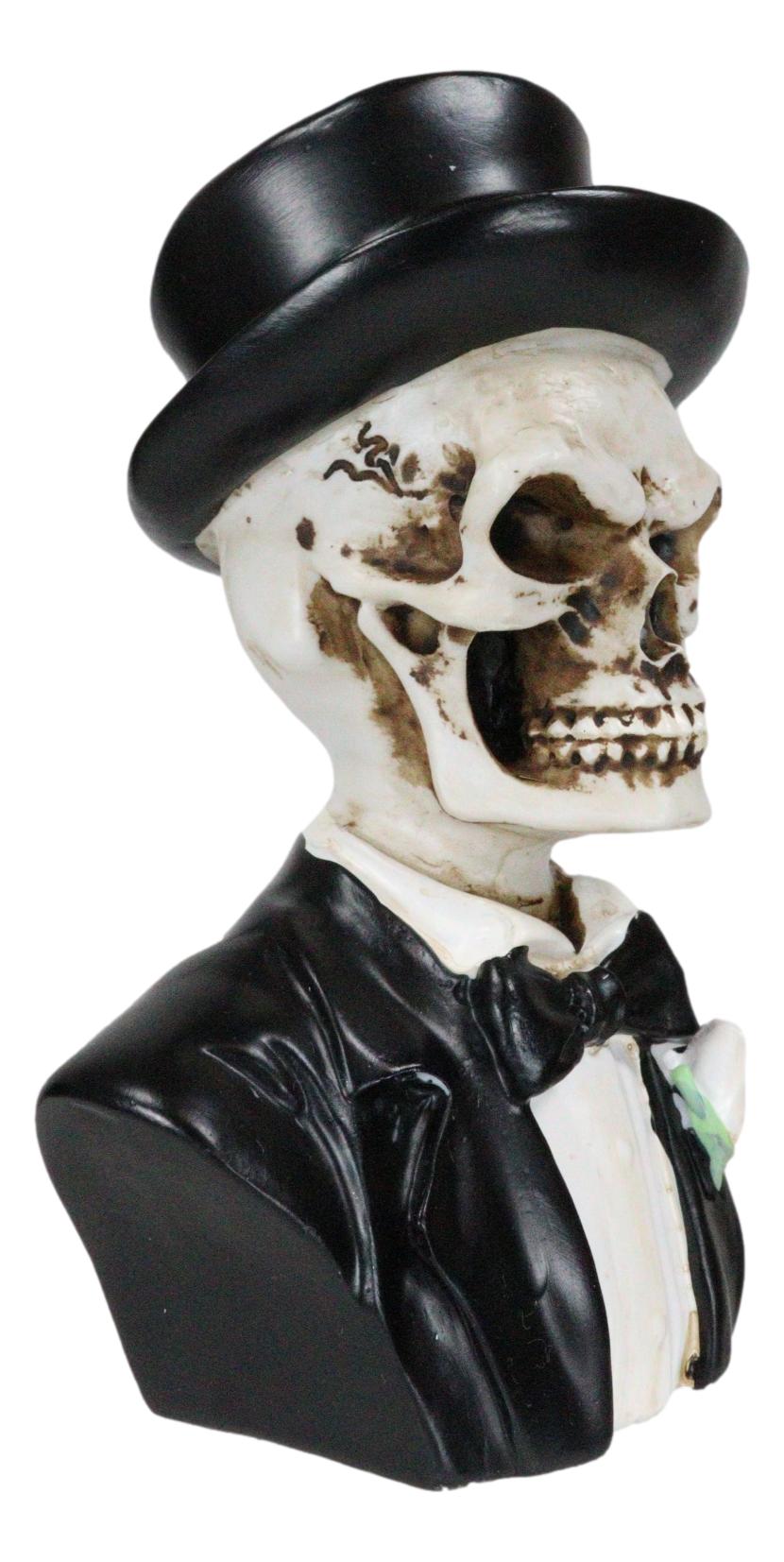 Day of The Dead Wedding Groom Gentleman Skeleton Skull In Tuxedo Mini Figurine
