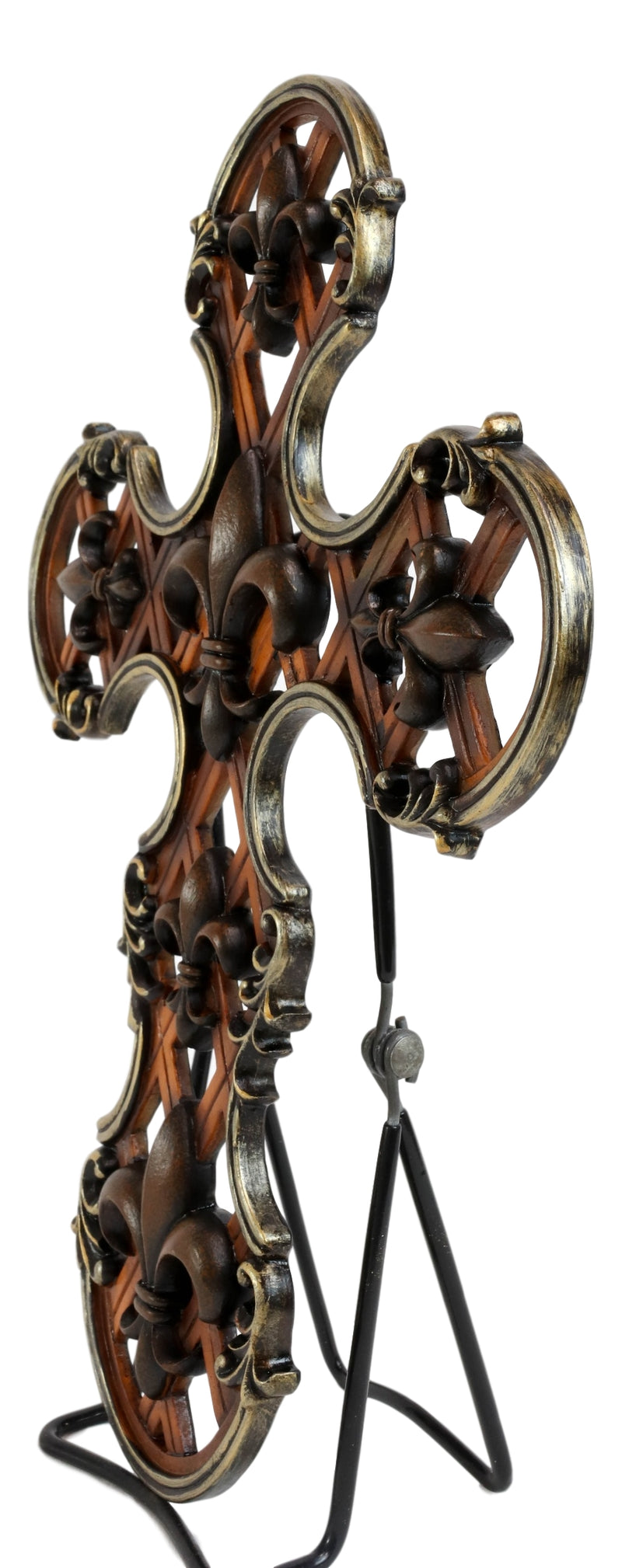 Rustic Southwestern Scroll Art Tuscan Fleur De Lis Emblems Wall Cross Crucifix