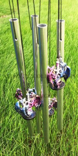 Yin Yang Day and Night Twin Dragons Excalibur Sword Wind Chime Home Patio Decor - Ebros Gift