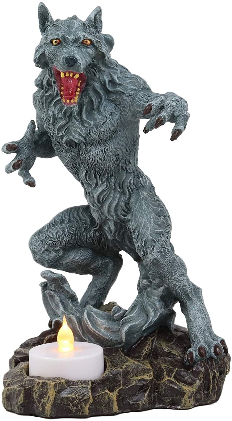 Ebros Gothic Werewolf Tea Light Candle Holder Statue Lycan Wolf Man Figurine