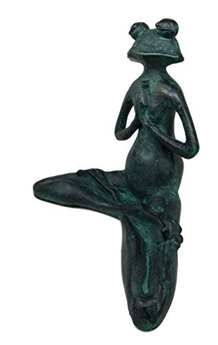 Ebros Gift Verdi Green Resin Yoga Meditating Buddha Frog Garden Statue 11.75" Tall
