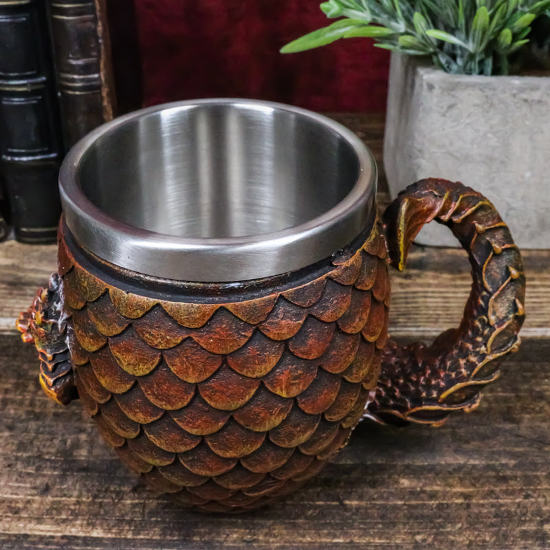 Ebros Medieval Khaleesi's Elemental Dragon Colorful Scale Egg With Hatching Wyrmling Small Coffee Tea Mug Cup 3.75" High Fantasy GOT Themed Dungeons And Dragons Drinking Cups (Fire Red)