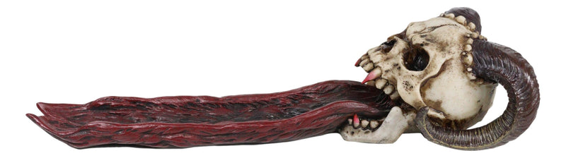 Ebros Goth Vampire Fanged Ram Horned Skull Demon Tongue Incense Stick Holder Figurine