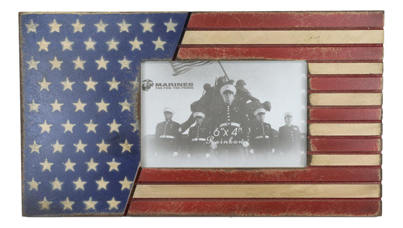 Patriotic USA Star Spangled Banner American Flag 4"X6" Picture Photo Frame