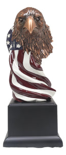 American Bald Eagle On USA Star Spangled Banner Flag Bust Electroplated Statue