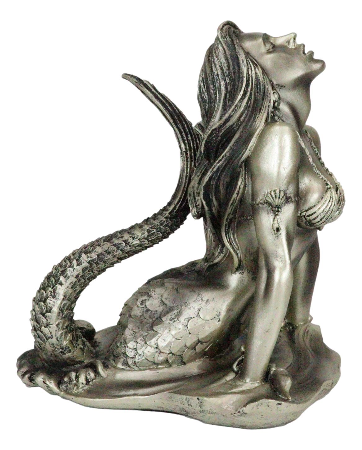 Ebros Aged Bronze Resin Seductive Siren of The Seas Mermaid Statue 7"H Figurine - Ebros Gift