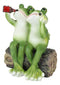 Party At My Pad Drinking Smoking Frog Couple On Forest Tree Log Bench Figurine