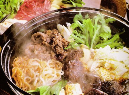 Ebros Gift Japanese Cast Iron Sukiyaki Shabu Shabu Nabe Ramen Personal Size Hot Pot With Wooden Lid 11.5" Diameter