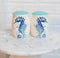 Nautical Blue White Seahorse With Bubbles Ceramic Salt And Pepper Shakers Set