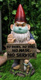 Grumpy Mr Gnome Wearing Mask With 'No Shoes Shirt Mask No Service' Sign Figurine