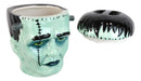 Ceramic Ghastly Victor Frankenstein Skull Cookie Jar Halloween Decor Kitchenware