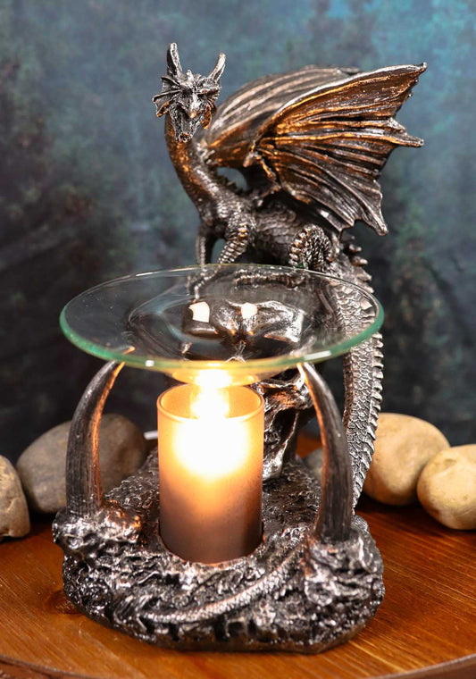 Ebros Skull Graveyard Dragon Electric Oil Burner Or Tart Warmer Statue 8.5" Tall - Ebros Gift