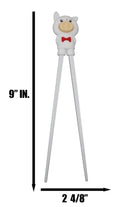 White Porky Pig Reusable Training Chopsticks Set With Silicone Helper BPA Free