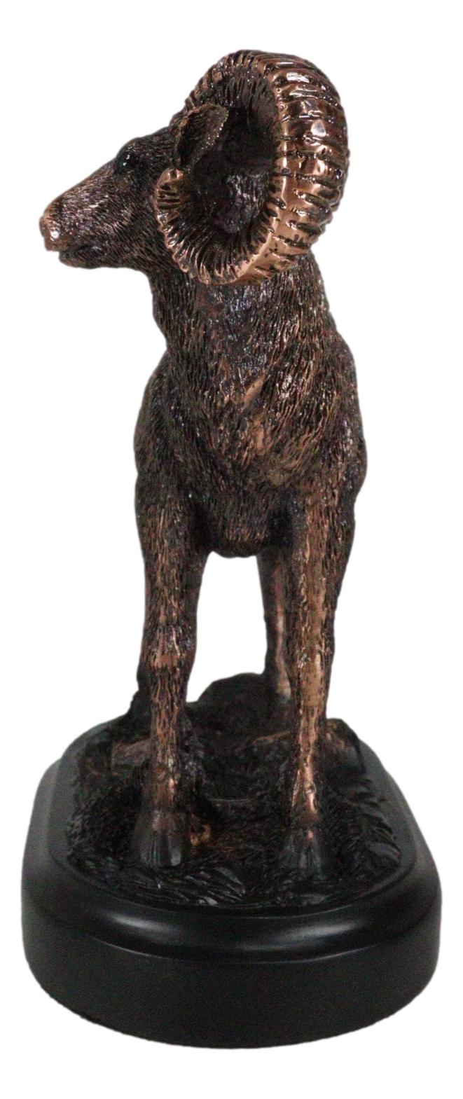 Wildlife Animal Taxidermy Bighorn Sheep Ram On Grassland Figurine With Base