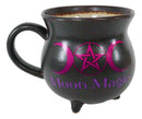 Triple Moon Magic Witch Cauldron Ceramic Mug Or Bowl 32oz With Wooden Spoon