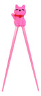 Pink Maneki Neko Lucky Cat Reusable Training Chopsticks Set With Silicone Helper
