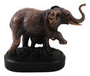 African Safari Bush Elephant Mother With Calf On Jungle March Figurine With Base