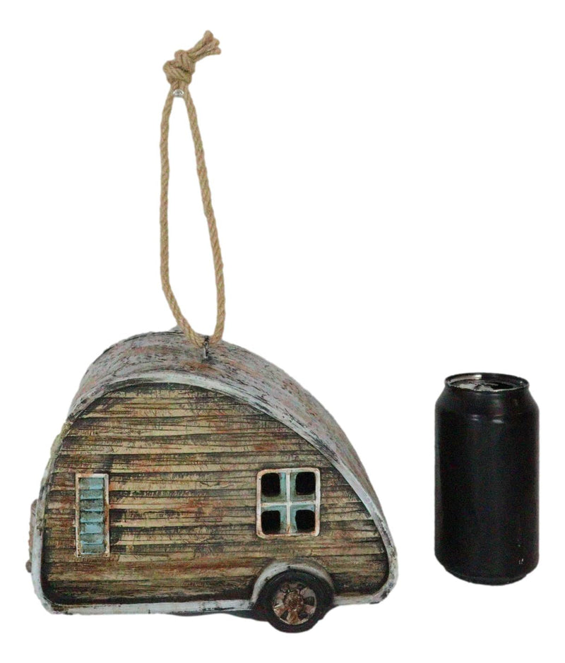 Rustic Western Camper Trailer Cabin Birdhouse With Door Tree Hanging Bird Feeder