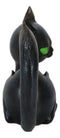 Wicca Witchcraft Mystical Curling Black Cat With Green Eyes Halloween Figurine